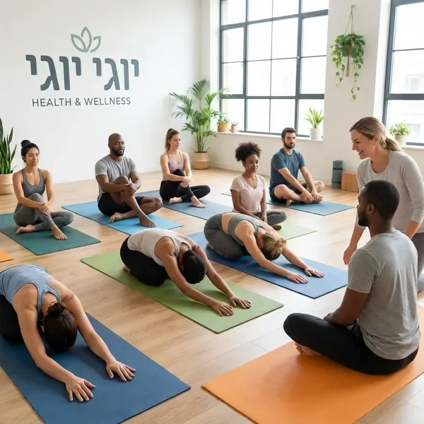 שיעור יוגה למתחילים עם מתרגלים מגוונים