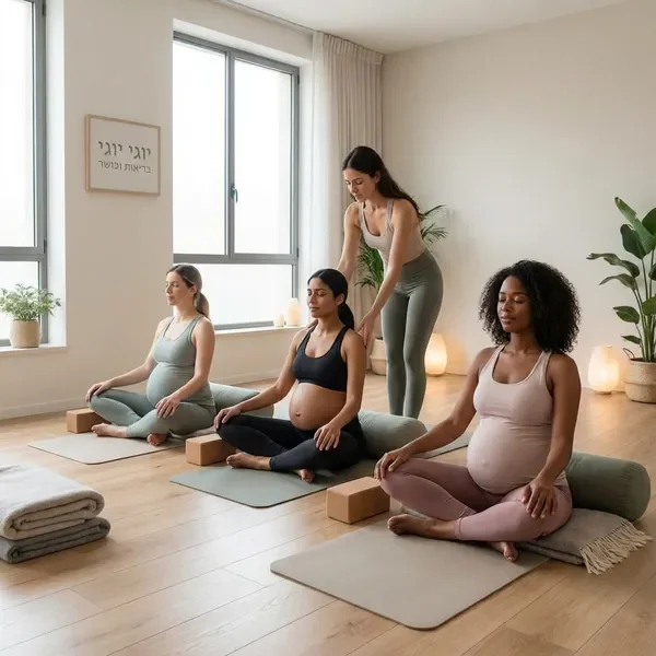 נשים בהריון מתרגלות יוגה טרום לידתית